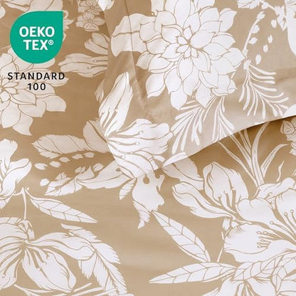 joiedomi floral queen comforter set beige bedding set on a desk or shelf