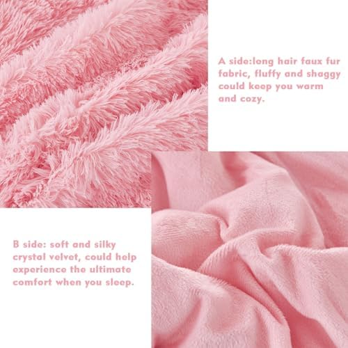 perfemet 3 pieces plush pink comforter sets full showing dimensions