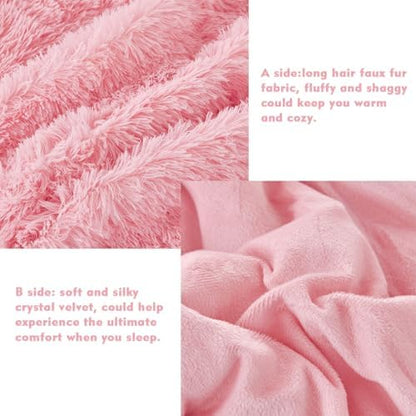 perfemet 3 pieces plush pink comforter sets full showing dimensions