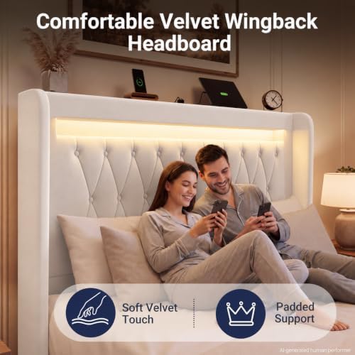 allewie full size upholstered bed frame with led, package contents