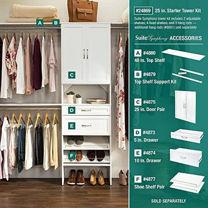 closetmaid suitesymphony wood closet organizer system, 25-inch starter on a desk or shelf