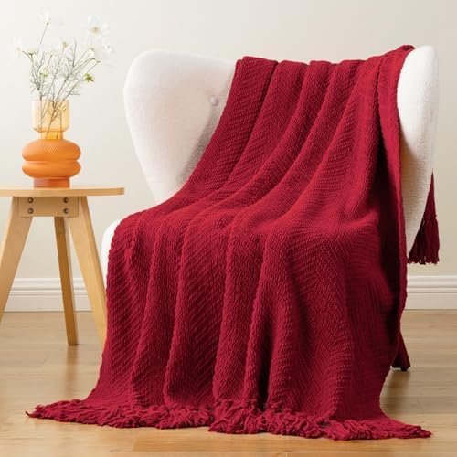 BATTILO HOME Red Throw Blanket for Couch, Knit Christmas Throw Blanket for Home - Image 3