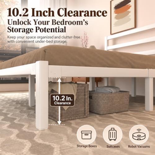 queen metal platform bed frame with headboard, stable, package contents