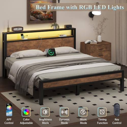 queen size bed frame with storage headboard and showing dimensions