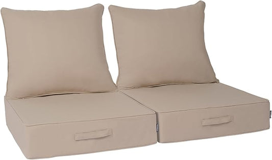 Outdoor Olefin Water-Resistant Deep Seat Cushion Set, Thickened Sofa Chair Pad by Aofeite