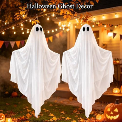 4 FT Large Halloween Hanging Ghosts 2 Pack, Halloween Decor Indoor Outdoor