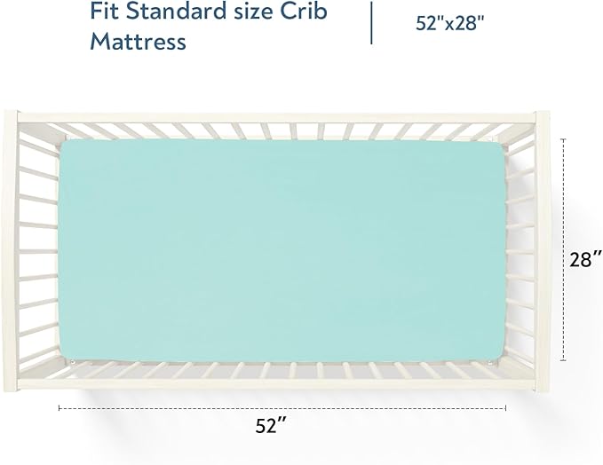 Waterproof Crib Sheets for Boys 2 Pack, Fitted Baby Crib Sheet Neutral 52" x - Image 5