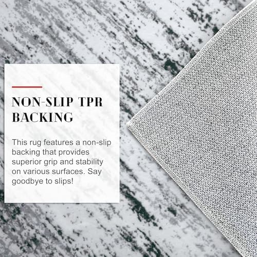 lansny modern abstract runner rug 2x12, black grey on a desk or shelf