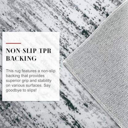 lansny modern abstract runner rug 2x12, black grey on a desk or shelf