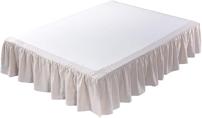 meadow park Washed Linen bedskirt, Queen Size 60" W x 80" L, Drop 16", Super by meadowpark