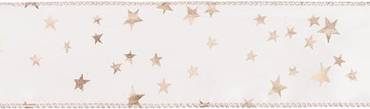 MEEDEE Pink Star Wired Ribbon 2.5 Inch Rose Gold Star Ribbon Wired 25 Yards - Image 8