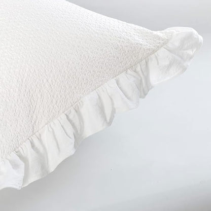 Pillow Shams Set of 2 Pure Cotton Champray Ruffled Edge, Thick and Solid Washed - Image 8