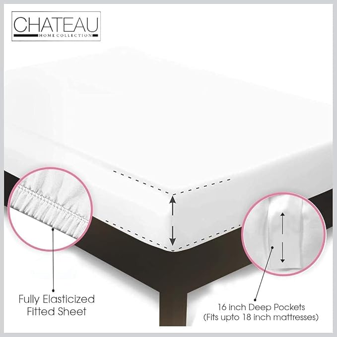 Twin XL 100% Cotton Sheets For Twin Bed, 800TC Fully Elasticated Fitted Sheet & - Image 5