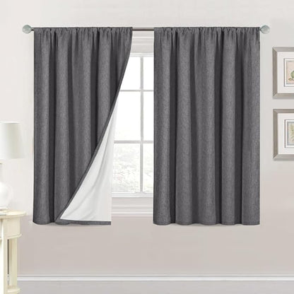 H.VERSAILTEX Linen Look 100% Blackout Curtains 45 Inches Long by HVERSAILTEX