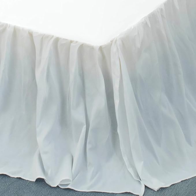 White Bed Skirt Queen Size Ruffled Bed Skirt - Image 3