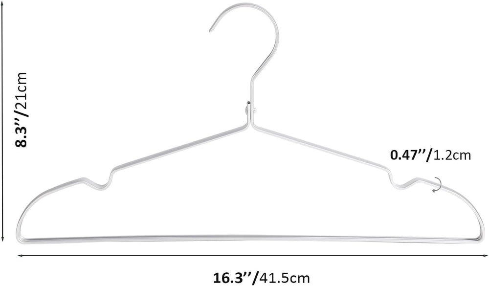 16.3" Premium Aluminum Coat Hangers, Extra Smooth & Durable Metal Sh...