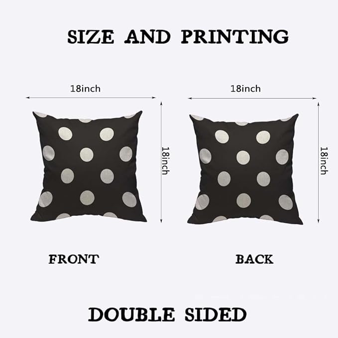 TKS MITLAN White Polka Dot Decorative Pillow Covers on The Black Background - Image 2