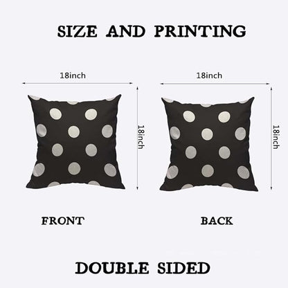 TKS MITLAN White Polka Dot Decorative Pillow Covers on The Black Background - Image 2