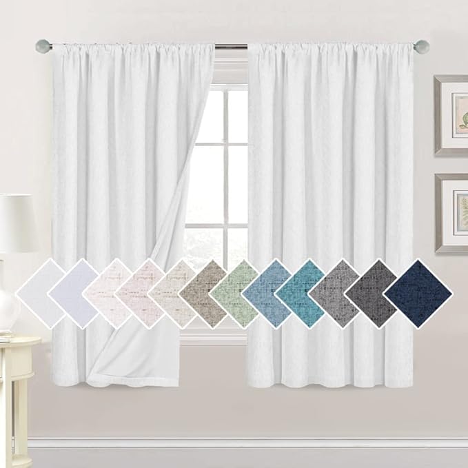 H.VERSAILTEX Linen Look 100% Blackout Curtains 63 Inches Long by HVERSAILTEX