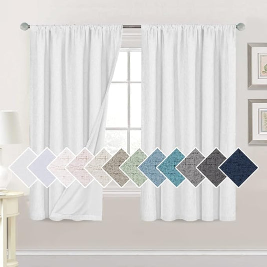 H.VERSAILTEX Linen Look 100% Blackout Curtains 63 Inches Long by HVERSAILTEX