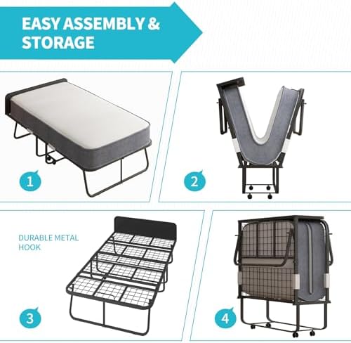 cecer twin size rollaway bed，75" x 38" folding, view 9