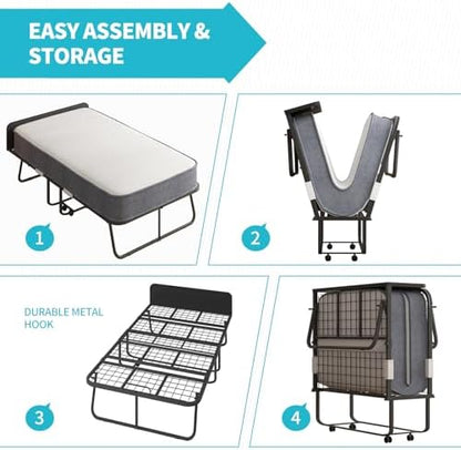cecer twin size rollaway bed，75" x 38" folding, view 9