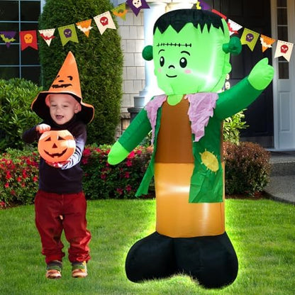 4FT Green Ghost Halloween Inflatable Decor with LED Lights