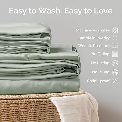 100% viscose bamboo bed sheets full sizes 4pc, front angle view