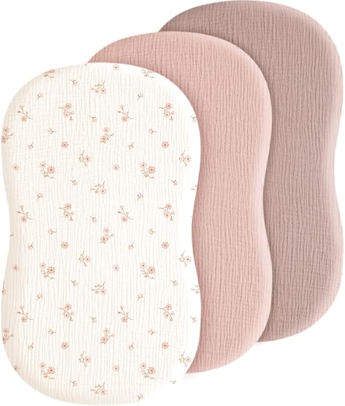 Baby Bassinet Sheets 3 Pack for Boys & Girls, Soft Breathable Muslin Cotton by Coreeky