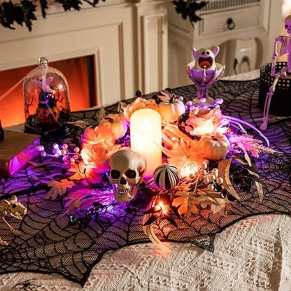 Valery Madelyn 18" Halloween Wreath for Front Door Decor with Lights