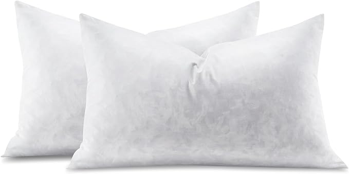 Feather Throw Pillow Inserts Set of 2, Soft Fluffy Rectangle 12 x 24 Inches by Swandream