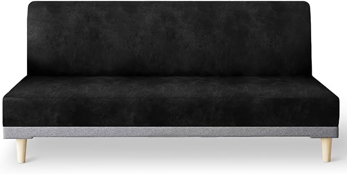molasofa Leather Like Stretch Futon Slipcover Armless Futon Bed Sofa Cover by Molasofa