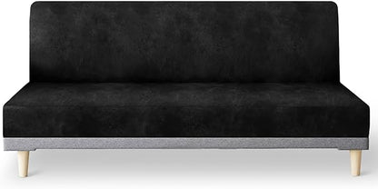 molasofa Leather Like Stretch Futon Slipcover Armless Futon Bed Sofa Cover by Molasofa