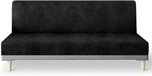 molasofa Leather Like Stretch Futon Slipcover Armless Futon Bed Sofa Cover by Molasofa