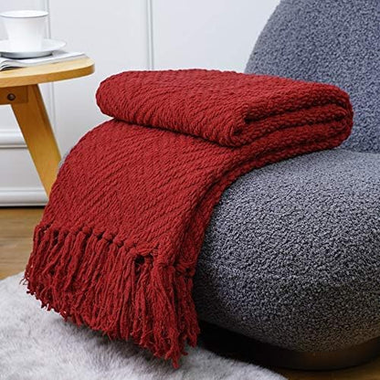 BATTILO HOME Red Throw Blanket for Couch, Knit Christmas Throw Blanket for Home - Image 9