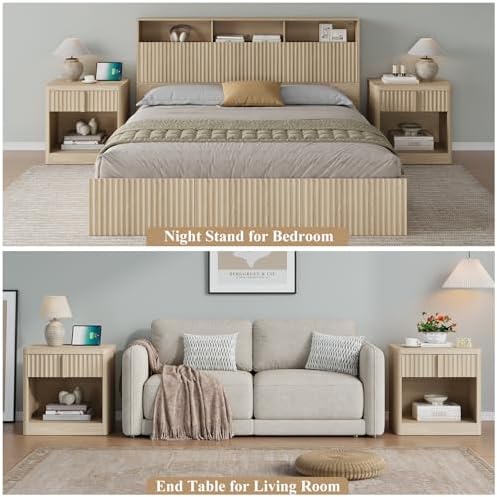 yansnwo 23.6" fluted nightstand set of 2 with on a desk or shelf