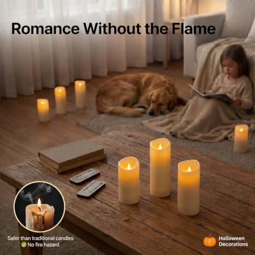 Enido Set of 24 Outdoor LED Candles, Battery Operated Flickering Waterproof Candles with 4 Remote (D2.2'' x H4''5''6'') for Halloween,Wedding,Christmas Decor(White)