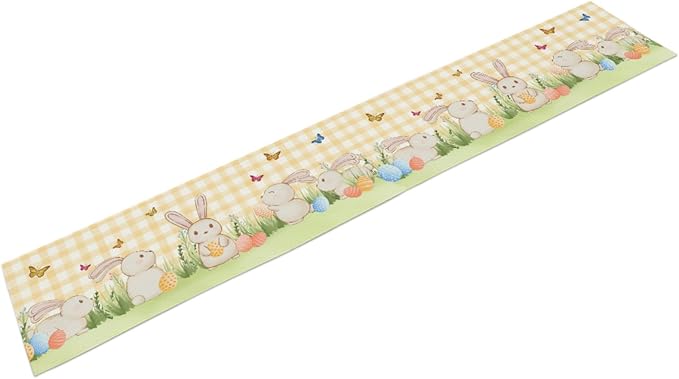 Easter Table Runner, Linen Floral Pattern, Pastel Pink, 13x72 Inch, Rustic Style - Image 2