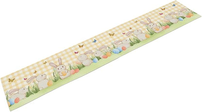 Easter Table Runner, Linen Floral Pattern, Pastel Pink, 13x72 Inch, Rustic Style - Image 2