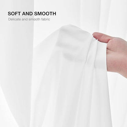 Anmao Non-See-Through Bright White Privacy Semi Sheer Curtains - Image 8