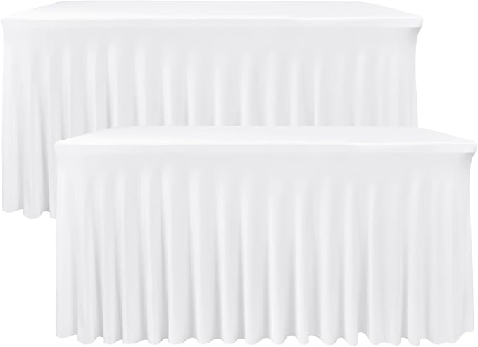 Nasitos White Rectangle Table Skirts, 2 Pack by Nasitoshomedecor