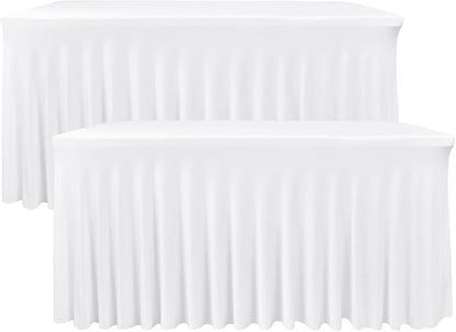 Nasitos White Rectangle Table Skirts, 2 Pack by Nasitoshomedecor
