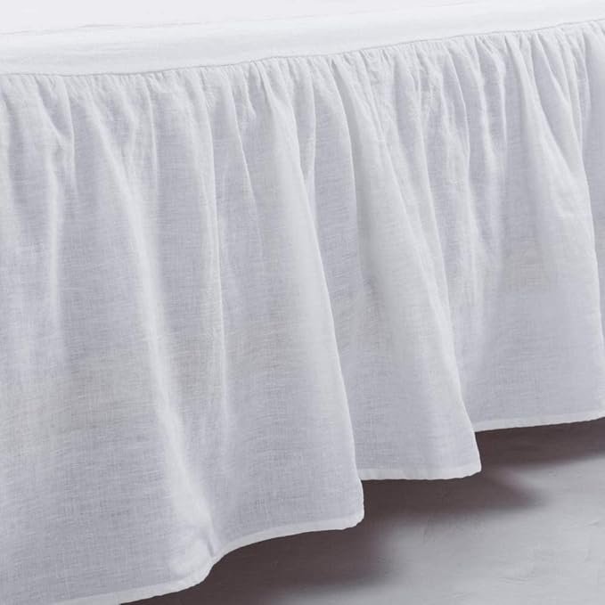 MEADOW PARK Washed French Linen Bed Skirt, Dust Ruffl, Twin Size 39" W x 75" L by meadowpark