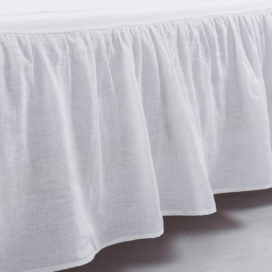 MEADOW PARK Washed French Linen Bed Skirt, Dust Ruffl, Twin Size 39" W x 75" L by meadowpark