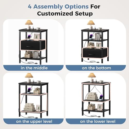 dumos night stand set 2 with charging station, view 9