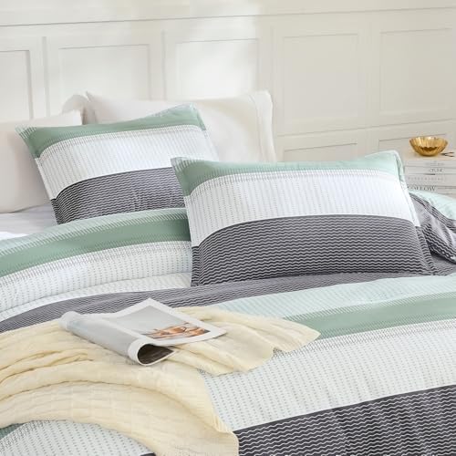 litanika queen comforter set - 3 pieces stripe, package contents