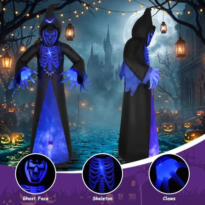 Elegear 12FT Grim Reaper Skeleton Halloween Inflatable Blow Up Decorations
