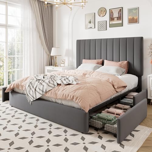 allewie full size storage bed frame, vertical channel, view 9