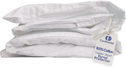 Continental Bedding Toddler Duvet Protector 100% Cotton 300TC Damask Stripe with Zipper Closure and Inner Ties, Fits Crib & Toddler Bed Comforters, 39x47 inch