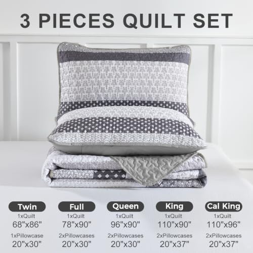 wongs bedding grey queen size quilt set, boho, view 9